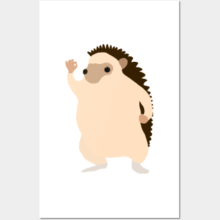 Hedgehog Ok Hand Posters and Art